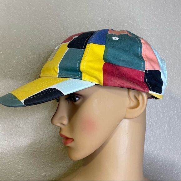 Loudmouth Abstract Colorblock Golf Cap Hat Yellow Black Blue Green Peach Red - Picture 5 of 10